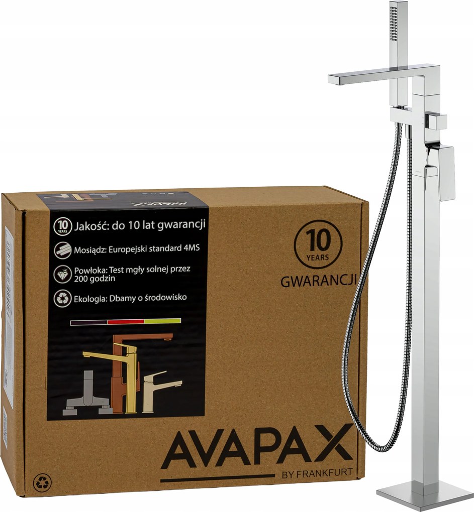 Kádtöltő csaptelep szabadon álló padlóra szerelhető zuhanyszett króm Avapax