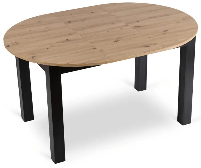 Étkezőszett HARRY asztal 102–142 cm artisan tölgy/fekete + 6 PERU szék bézs