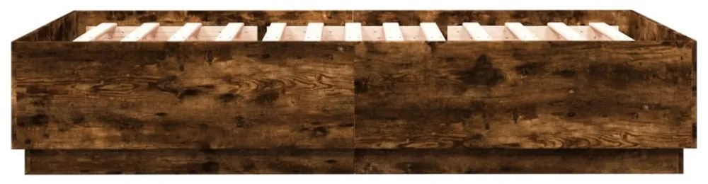füstös tölgy színű szerelt fa ágykeret LED-del 160 x 200 cm