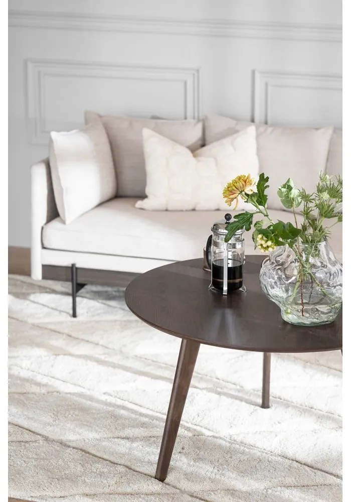 Sötétbarna dohányzóasztal tölgyfa dekorral ø 90 cm Yumi – Rowico