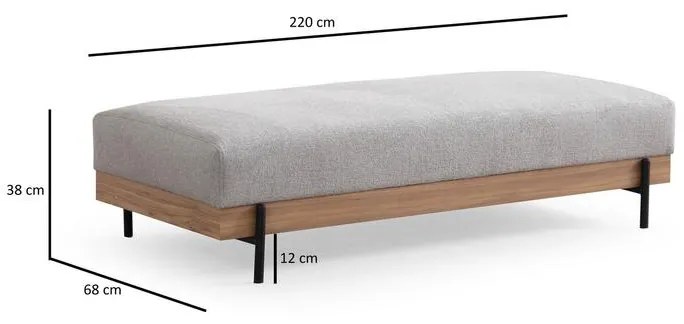 Puha Pad Eti Oak Pouffe - Szürke
