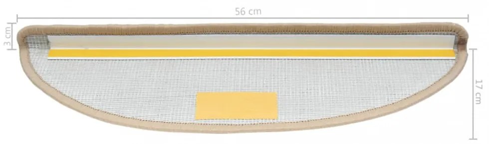 10 db krémszínű, félkör alakú lépcsőszőnyeg 56 x 17 x 3 cm
