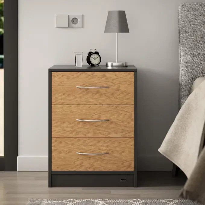 Casaria® 2 darabos Eloise éjjeliszekrény szett 54x39x28 cm - fa/szürke