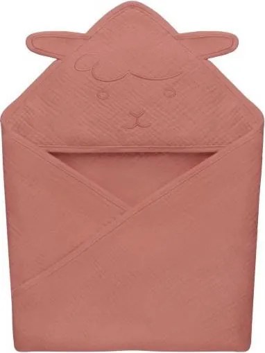 Lionelo - Gyerek kapucnis muszlin törölköző Korallvörös
