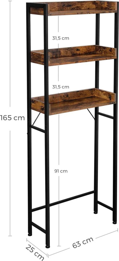 Wc feletti tárolóállvány, mosógép polc 63 x 165 x 25 cm