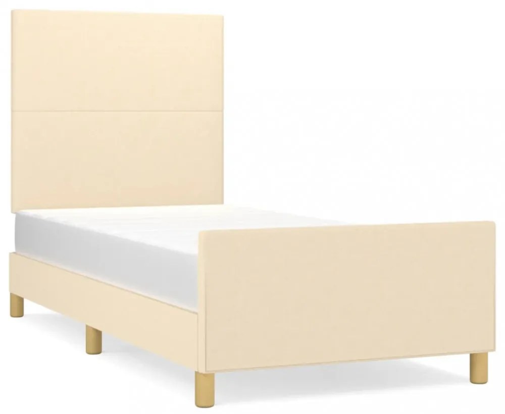 ágykeret matrac nélkül krém 80x200 cm szövet 80x200 cm