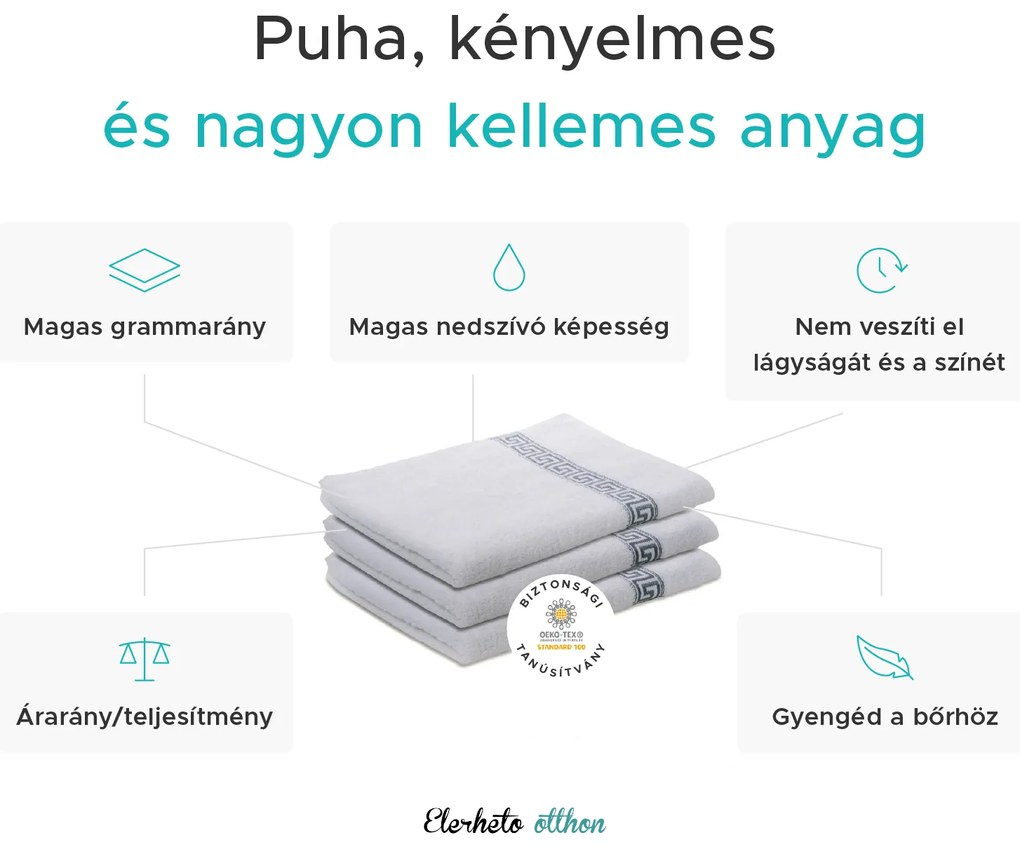 GREEK fehér 2db fürdőlepedő 70x130 cm, 100% pamut