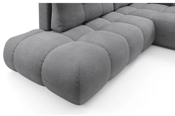 Kihúzható, kárpitozott L-alakú sarokülőgarnitúra ALMADA, jobb oldali, szürke