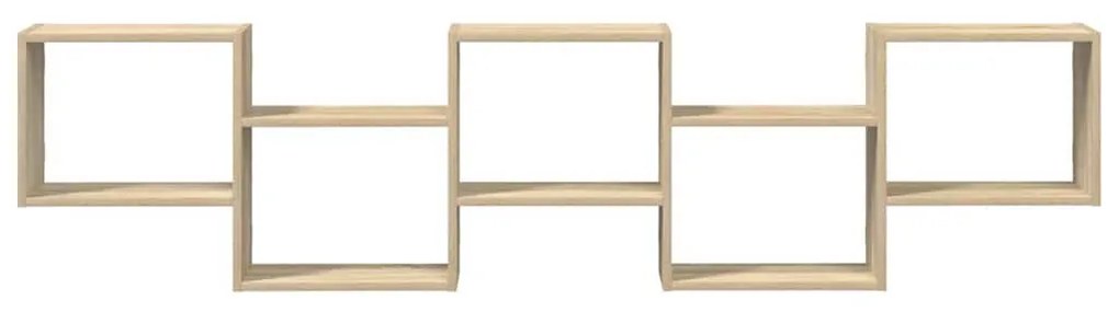 sonoma tölgyszínű szerelt fa fali kockapolc 5 rekeszes színű