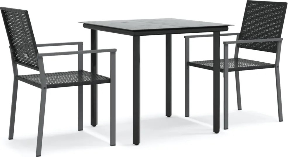 vidaXL 3 részes polyrattan és acél kerti étkezőgarnitúra