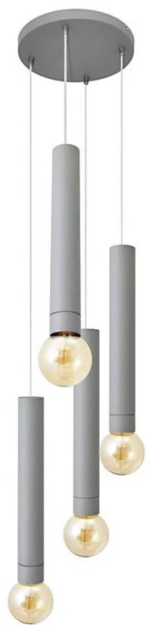 Csillár zsinóron TUBA 4xE27/15W/230V szürke
