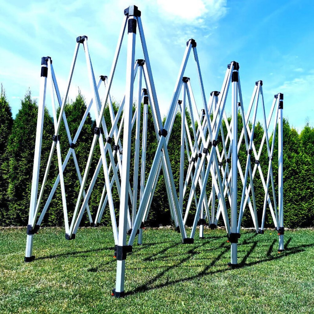 Professzionális alumínium összecsukható pavilon 3x6 m: Tartós fedés községi és városi rendezvényekhez - plusz 3 oldalfal - Zöld