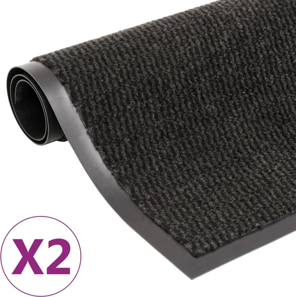 vidaXL 2 db fekete négyszögletes bolyhos szennyfogó szőnyeg 60 x 90 cm