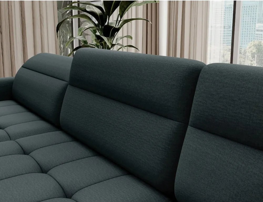 Zöld bársony kinyitható-tárolóhelyes sarokkanapé (jobb oldali-U alakú) Berrto – ELTAP