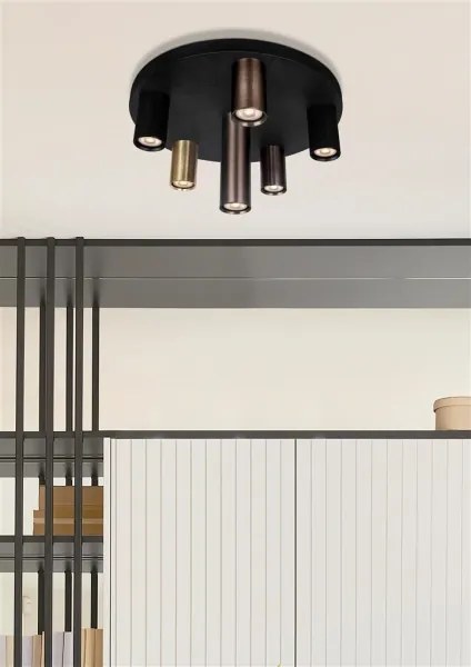 Searchlight 50570-6BK - Mennyezeti lámpatest TUBES 6xGU10/10W/230V, Ø 40 cm