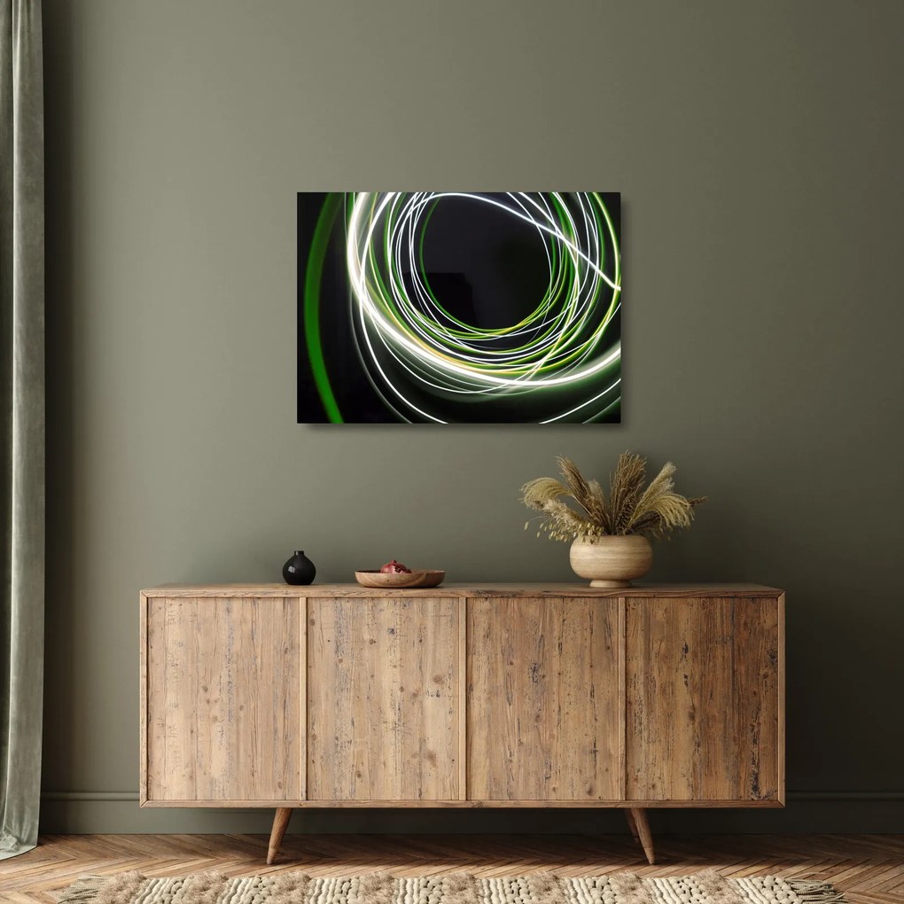 Kép zöld vonalak (üvegen) (70x50 cm)