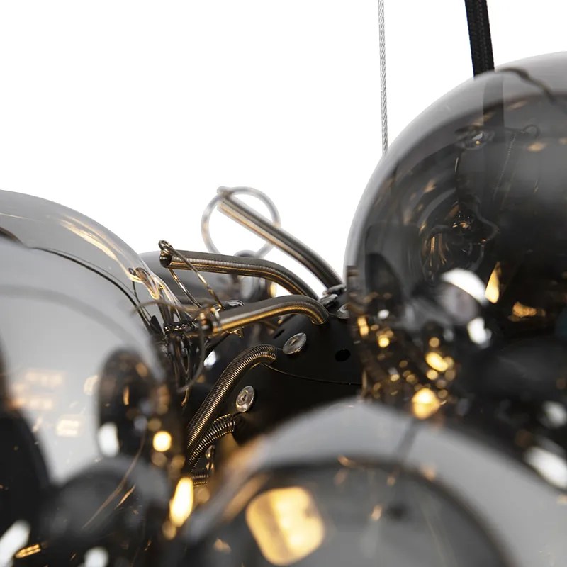 Okos függőlámpa fekete füstüveggel, 8 izzós, kerek, Zigbee G9-cel - Uvas