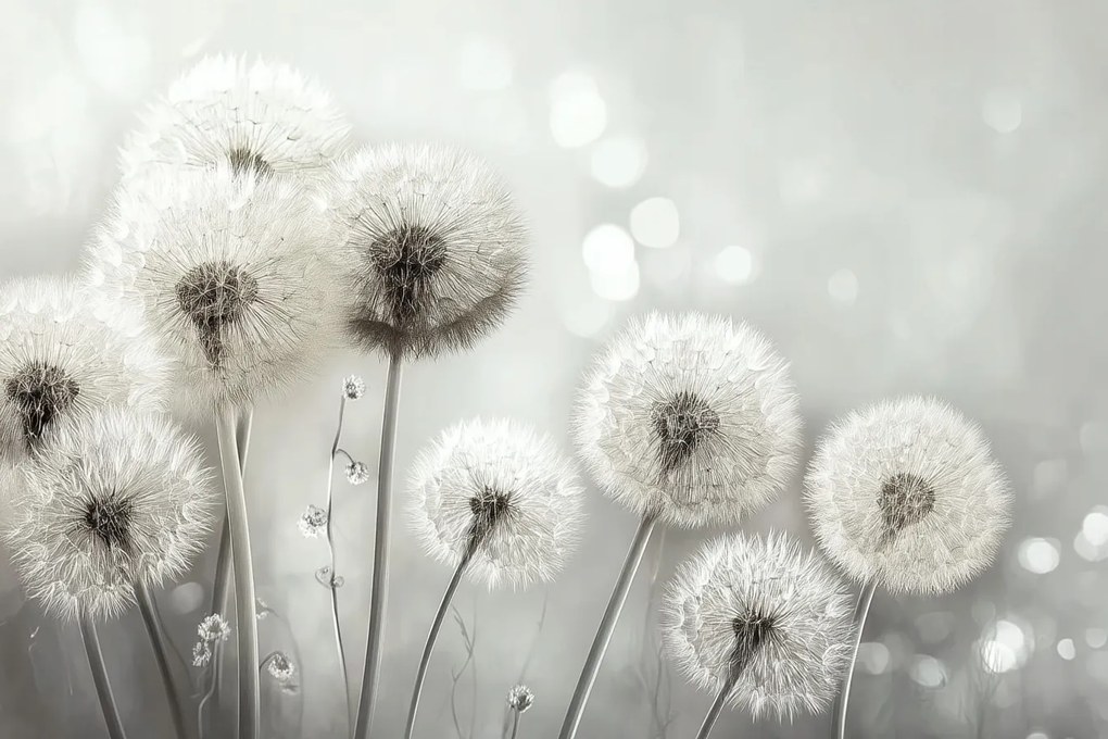 Fotótapéta Flizelina Természet Makró Virág Pitypang Tej B&amp;w 254x184 ragasztó