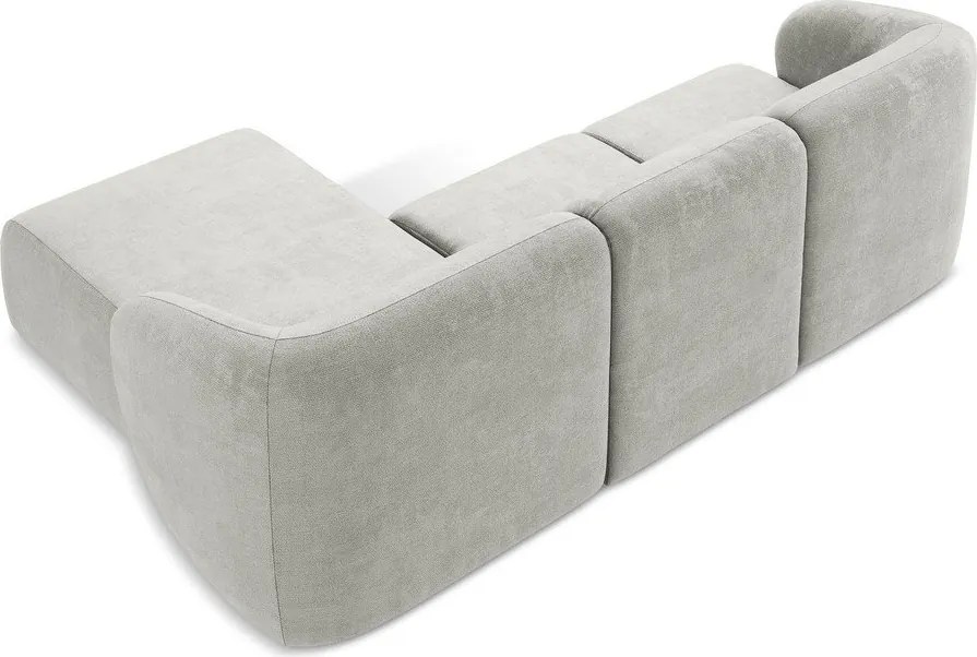 Világosszürke zsenília sarokkanapé (jobb oldali-heverő résszel) Lani – Makamii