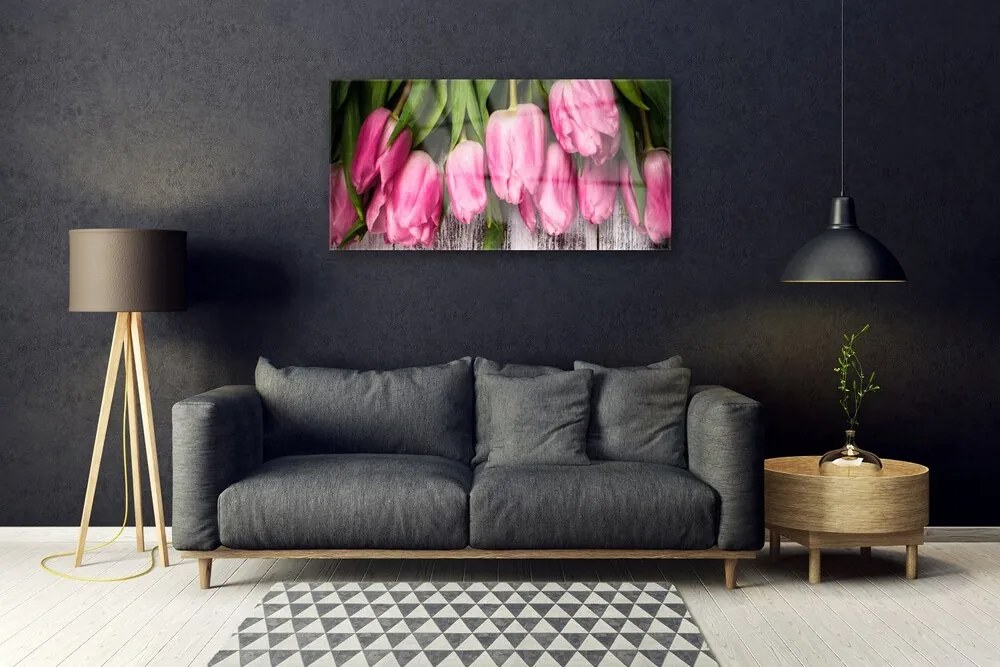 Üvegkép Tulipánok Fal 120x60cm 2 fogas