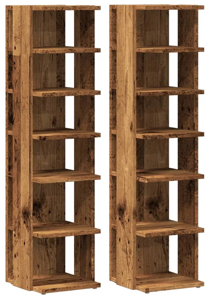 2 db antik fa színű szerelt fa cipőszekrény 28 x 27 x 102 cm
