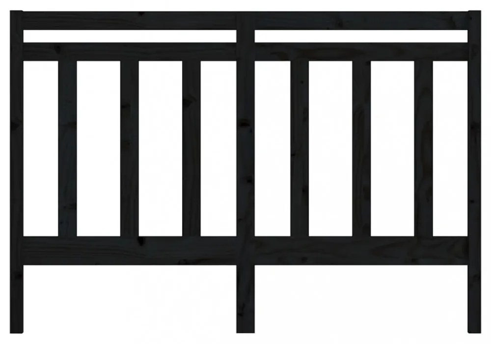 fekete tömör fenyőfa ágyfejtámla 146 x 4 x 100 cm