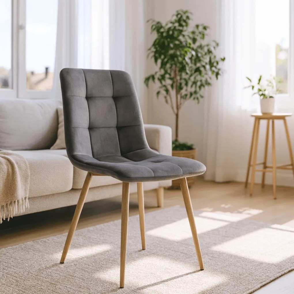 Krzesło FREDY Szare Welurowe