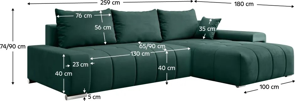 Univerzális ülőgarnitúra, smaragdzöld, VEZAN ROH