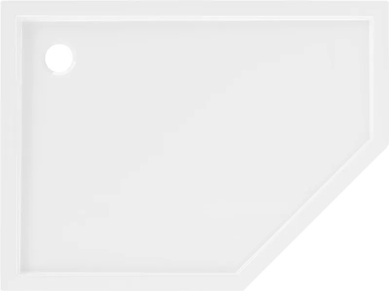 Mexen Flow ötszögletű slim bal oldali zuhanytálca 100 x 80 cm, fehér fényes - 46P108010L