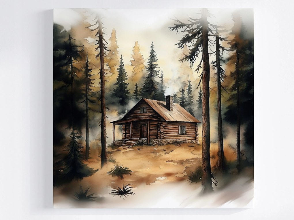 Poszter Tájkép Erdő Házikó Nyugalom 80x80