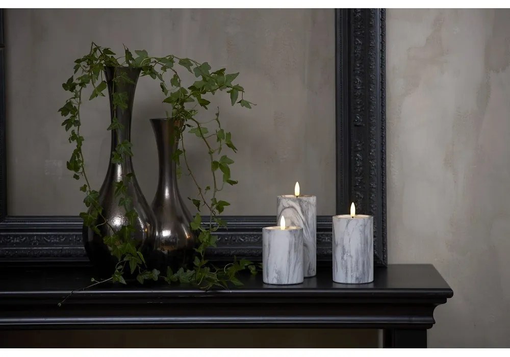 Flamme Marble szürke-fehér LED beton gyertya, magasság 15 cm - Star Trading