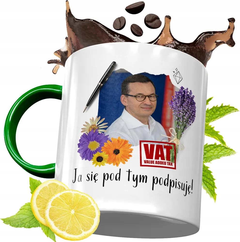 Máté Morawiecki Zöld Bögre Ajándék, fényképes nyomattal