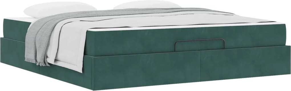 vidaXL Ágykeret matraccal matracmal 2 pcs Zöld Bársony