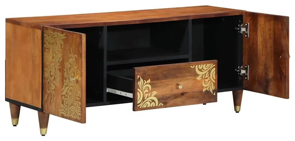 TV szekrény fiókkal Barna 105 x 33.5 x 46 cm Tömör mangófa
