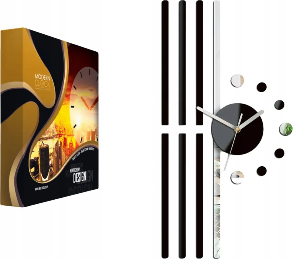 Modern stílusú falióra Akril Fekete Line Kerek