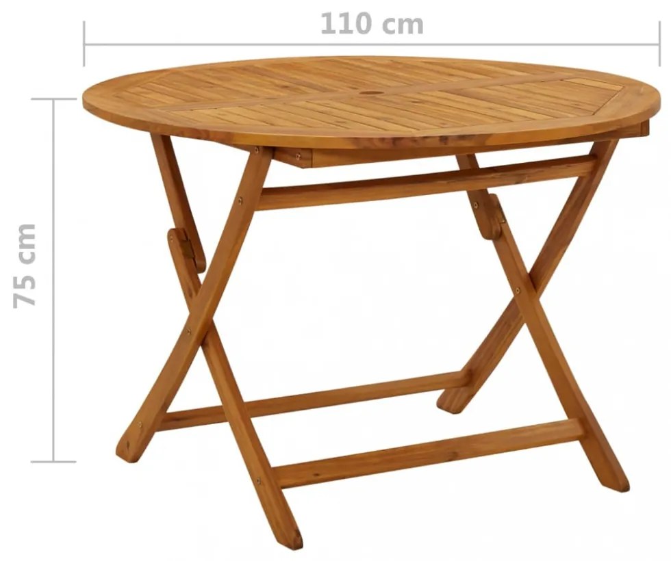 tömör akácfa összecsukható kerti asztal 110 cm