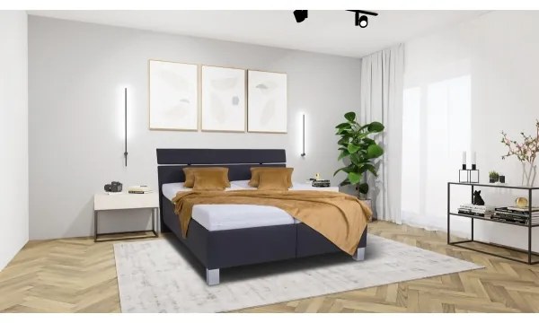 Kárpitozott ágy praktikus tárolóval, matrac nélkül ALIS 180x200 cm, antracit