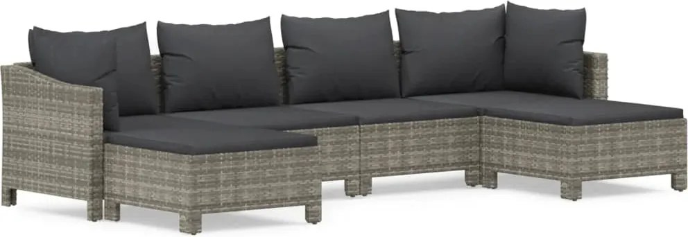 vidaXL 6 részes szürke polyrattan kerti ülőgarnitúra párnákkal