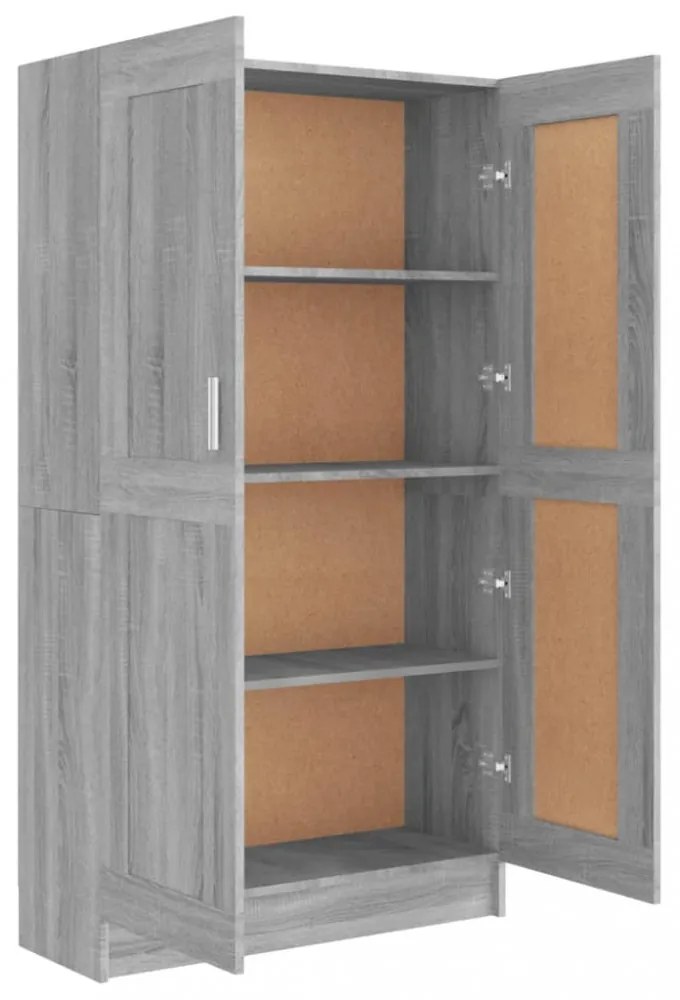 szürke sonoma színű szerelt fa könyvszekrény 82,5x30,5x150 cm