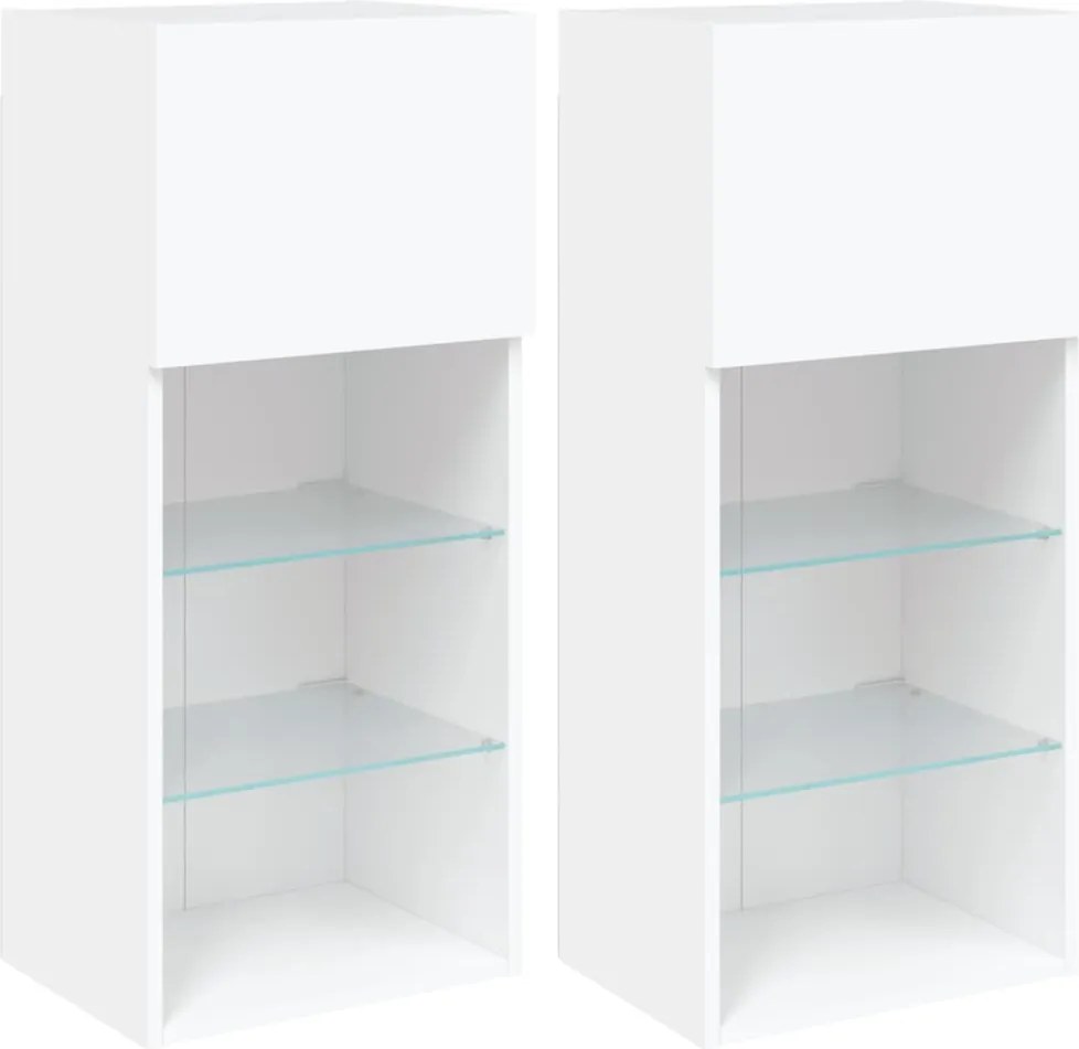 vidaXL 2 db fehér TV-szekrény LED-világítással 40,5 x 30 x 90 cm
