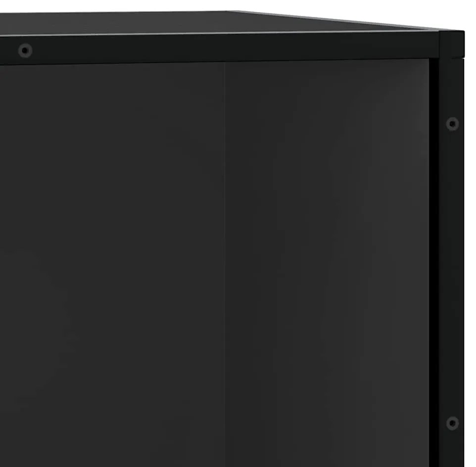 Cipőpad Fekete 80x40x53,5 cm Fából és fémből készült pad