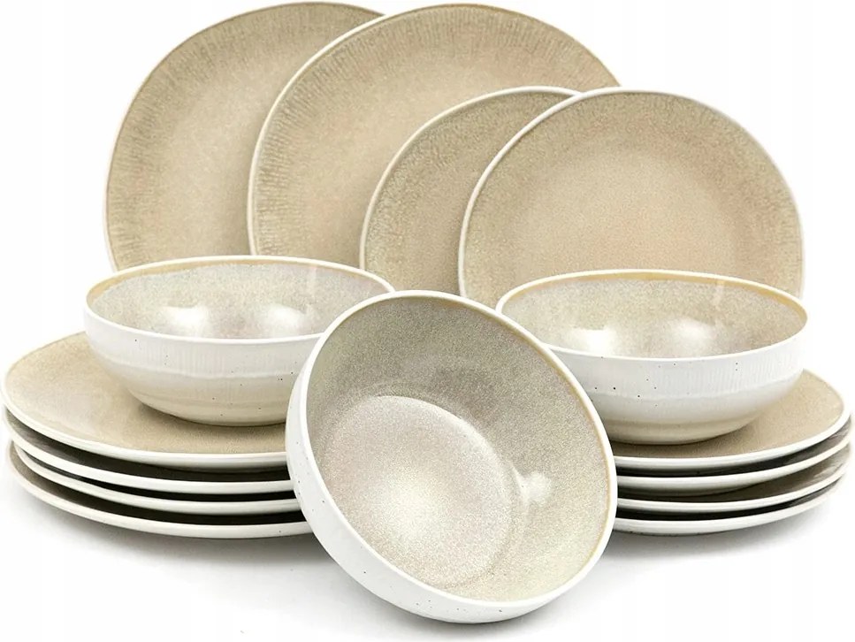 Étkészlet 18DB-OS Bézs Homok Krémszínű 6 Személyes