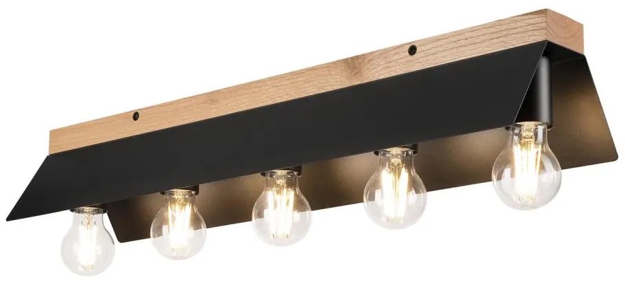 Lamkur Mennyezeti lámpa ESME 5xE27/15W/230V fekete/tölgy LA53417