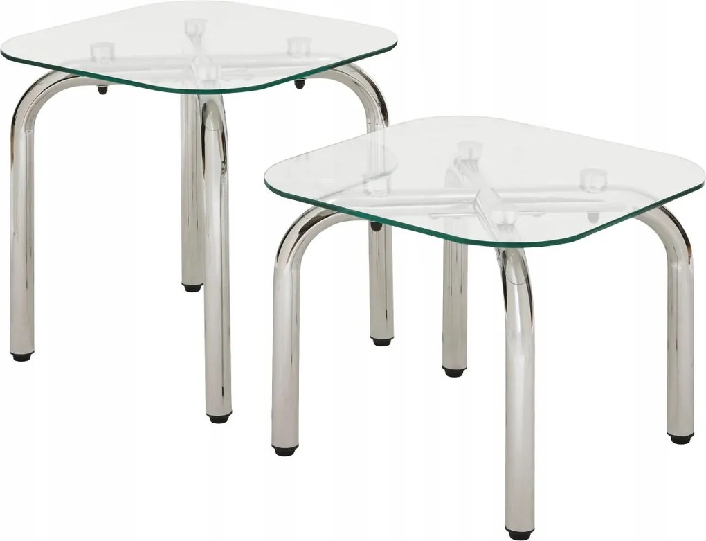 Dohányzóasztal Szett Modern Ezüst Üveg Asztallap A Nappaliba