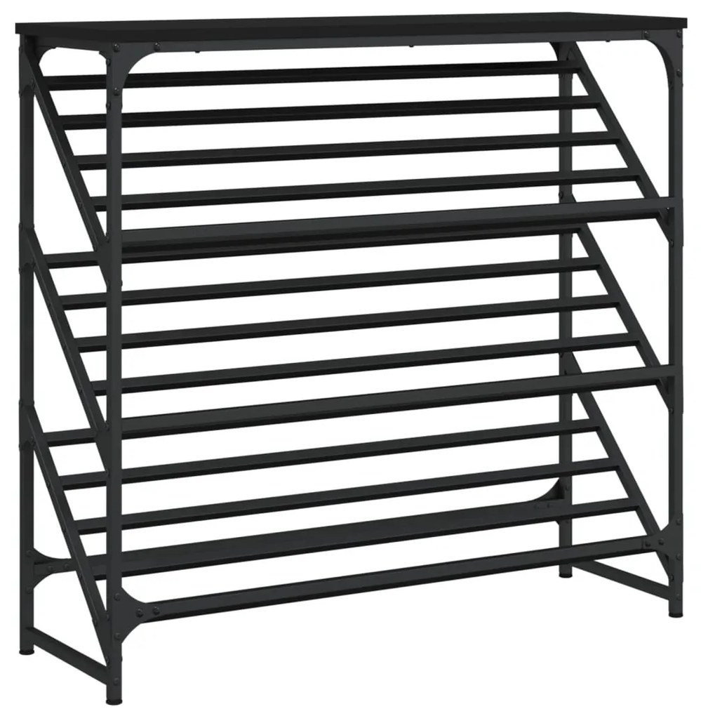fekete szerelt fa cipőtartó 90x30x85 cm