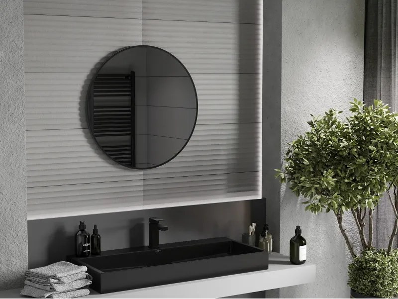 Mexen Loft kerek fürdőszobai tükör 70 cm, fekete keret - 9850-070-070-000-70