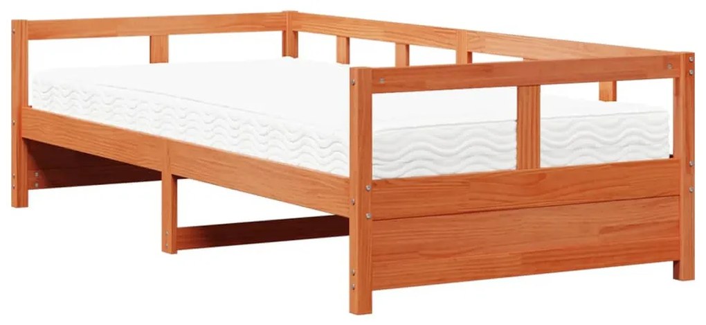 viaszbarna tömör fenyőfa kanapéágy matraccal 80 x 200 cm
