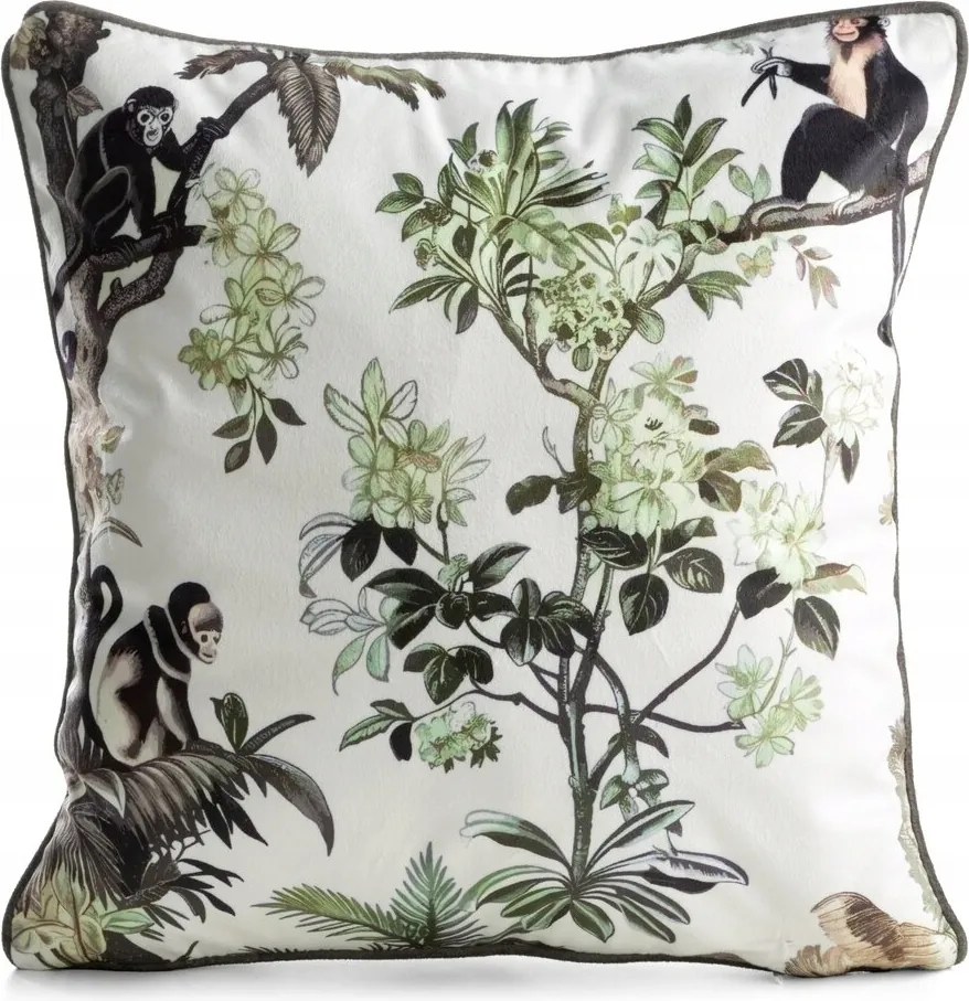 Dekoratív párnahuzat 45X45 bársonyból, növényi mintás