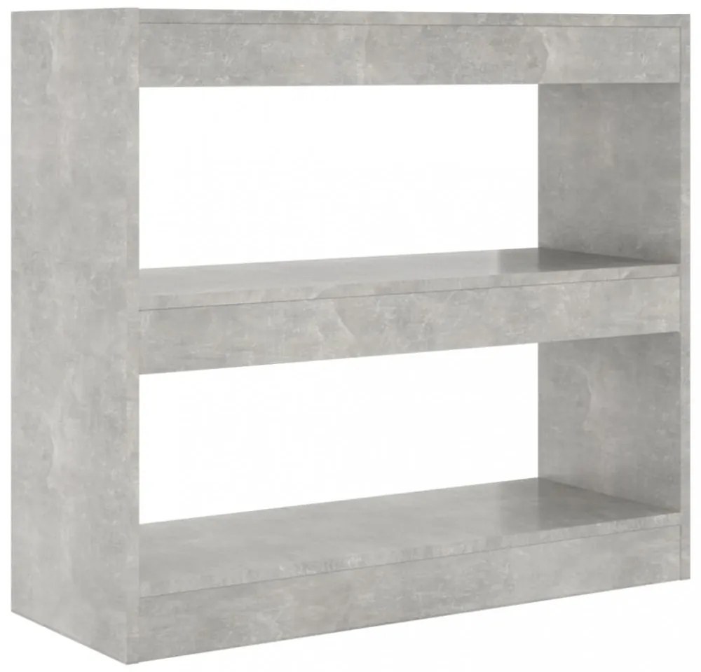 betonszürke térelválasztó könyvszekrény 80 x 30 x 72 cm