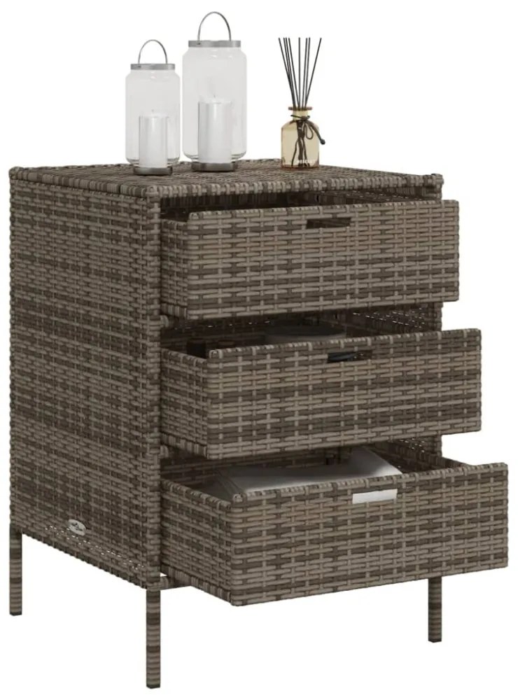 szürke polyrattan kerti tárolószekrény 55 x 59 x 80 cm